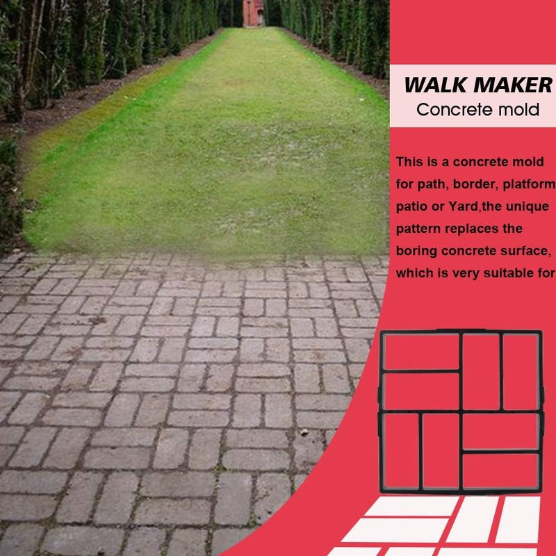 Anothera 15.7"x15.7"x1.57" Concrete Molds Reusable Walk Maker Pathmate Stone Molding Stepping Stone Path Maker Paver Yard Patio Lawn Garden DIY Walkway Pavement Brick Moulds (8-Grid) - Image 2
