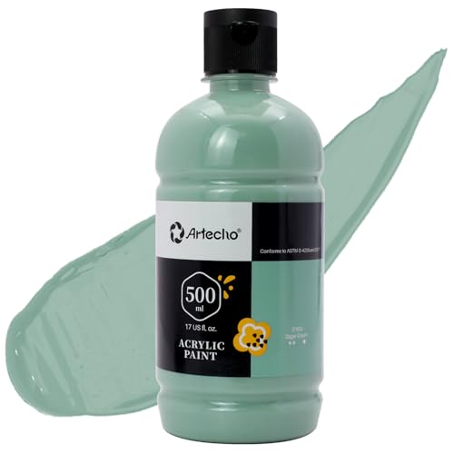 Artecho Sage Green Acrylic Paint 500ml/17oz - Large Bottle for Art, Craft, Canvas, Rocks, Wood, Fabric, Ceramic - Non-Toxic - Image 1