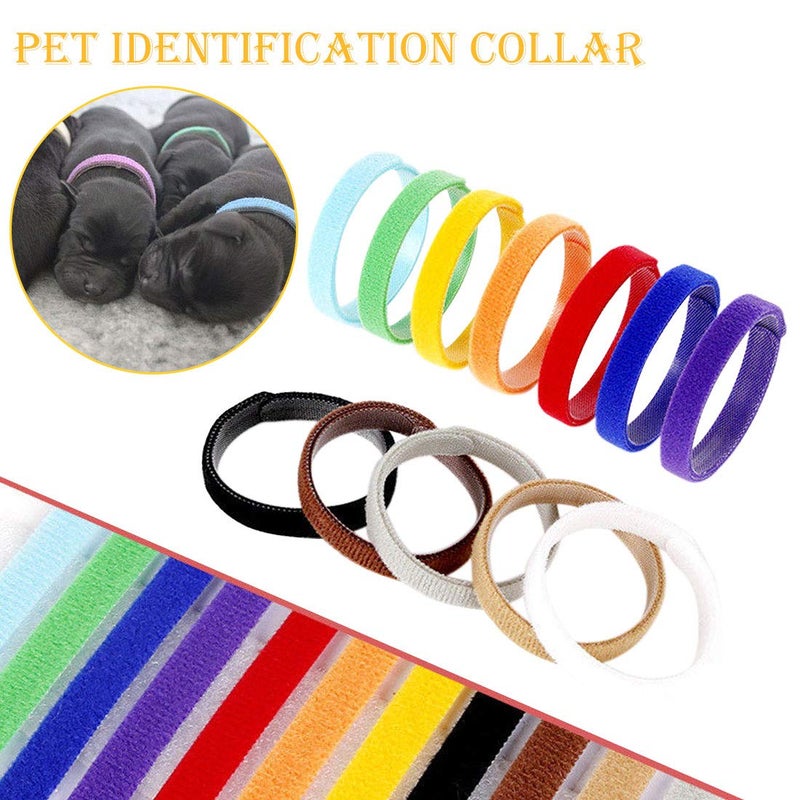 Sowaka12 Pcs Puppy Whelping Collars Multicolor Adjustable Double Sided Reusable Comfortable Soft Fabric ID Bands for Small Dogs Pet Cat Newborn Kittens Litter (12 Color) - Image 3