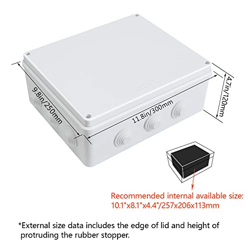LeMotech ABS Plastic Dustproof Waterproof IP65 Junction Box Universal Electrical Project Enclosure White 11.8 x 9.8 x 4.7 inch (300 x 250 x 120 mm) - Image 2
