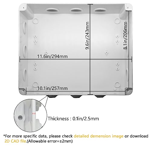 LeMotech ABS Plastic Dustproof Waterproof IP65 Junction Box Universal Electrical Project Enclosure White 11.8 x 9.8 x 4.7 inch (300 x 250 x 120 mm) - Image 3
