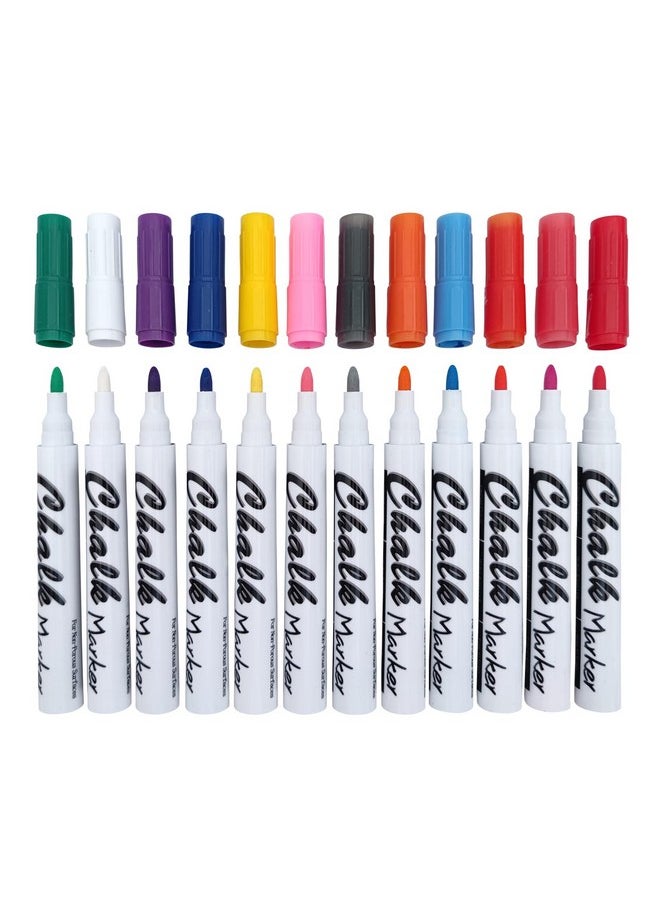 Volcanics Easter Liquid Chalk Markers Wet Erase Markers Glass Pens For Non-Porous Chalkboard,Windows,Mirrors,12 Pack, 12 Colors2Mm Tip  - Image 1