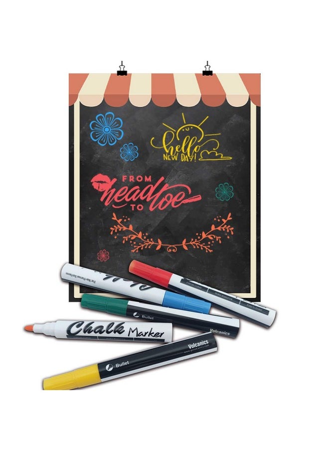 Volcanics Easter Liquid Chalk Markers Wet Erase Markers Glass Pens For Non-Porous Chalkboard,Windows,Mirrors,12 Pack, 12 Colors2Mm Tip  - Image 4