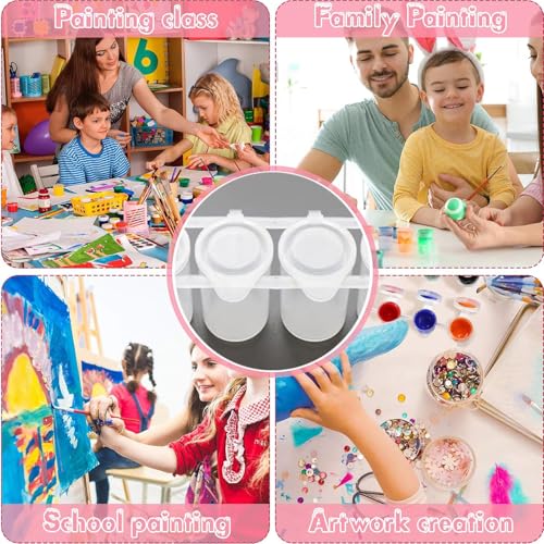 SpiderJuice 2Pc 35ml Refillable Plastic Clear Mini Artist Empty Paint Pots Strips Pods with Lid Tiny Watercolor Storage Box Small Color Containers Jars - Image 5