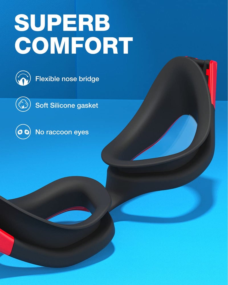 ZIONOR Swim Goggles, G1 Polarized Swimming Goggles UV Protection Leakproof Anti-fog Adjustable Strap for Adult Men Women (Polarized Mirror Red Lens) - Image 4