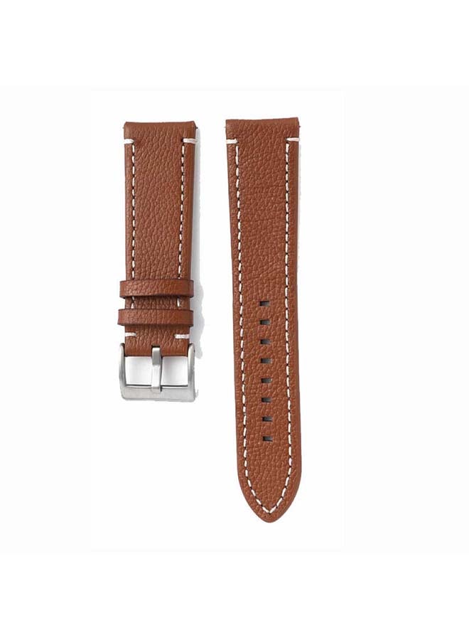 Perfii Genuine Leather Replacement Band for Samsung Galaxy Watch3 41mm Brown - Image 2