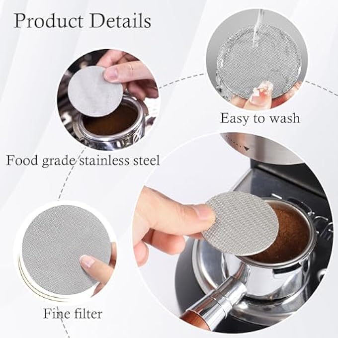 nalaina 2Pcs Espresso Puck Screen 51Mm Reusable 17Mm Thickness Stainless Steel Professional Barista Coffee Filter Mesh Plate For Espresso Portafilter Filter Basket Easy To Clean - Image 3
