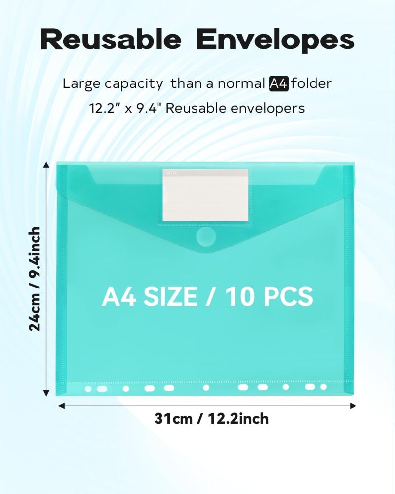 Document Folder: Letter/A4 Size, 10 Pcs 5 Vibrant Colors, 11 Holes For 3-Ring Binders - Enhanced Wear Resistance, External Tab For Easy Categorization File Organizer For School Office Daily Storage - Image 2