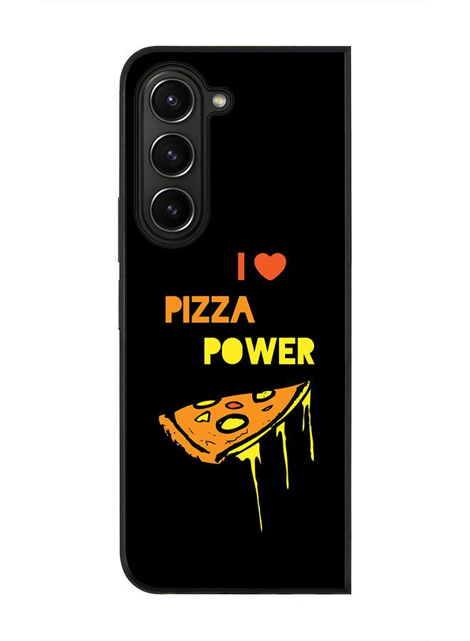Stylizedd Rugged Black edge case for Samsung Galaxy Z Fold5, Slim fit Soft Case Flexible Rubber Edges Anti Drop TPU Gel Thin Cover -  I Love Pizza (Black) - Image 1