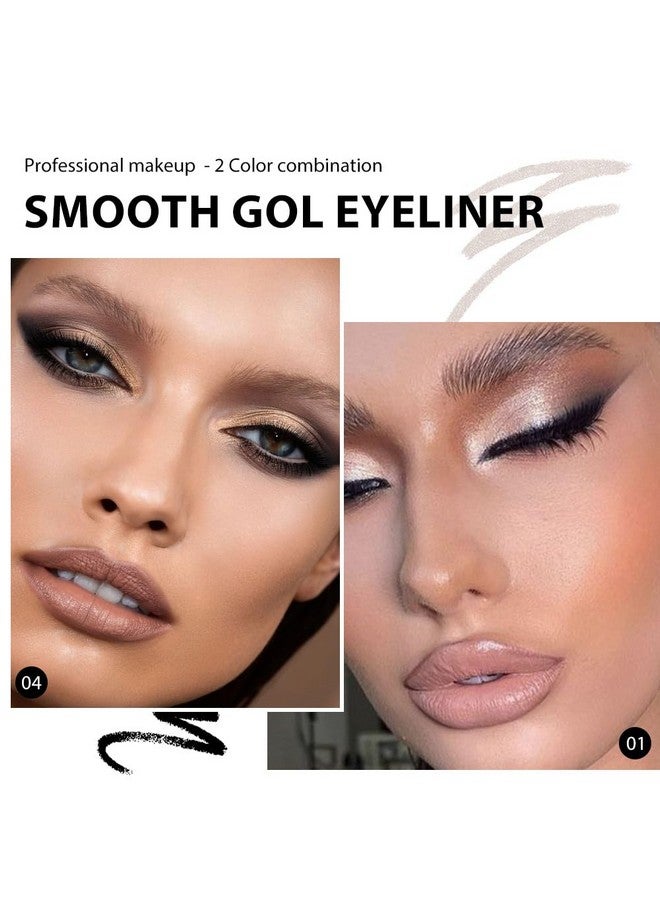 evpct 2Pcs Black Silver Gel Eyeliner Pencil Eye Black Face Paint Stick Makeup Set Waterproof Matte Cream Crayon Eyeliner Pencil Set Cat Eye Liners Eyeshadow Guide Delineador De Ojos Contra El Agua - Image 3