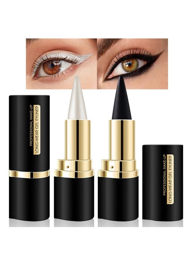 evpct 2Pcs Black Silver Gel Eyeliner Pencil Eye Black Face Paint Stick Makeup Set Waterproof Matte Cream Crayon Eyeliner Pencil Set Cat Eye Liners Eyeshadow Guide Delineador De Ojos Contra El Agua - Image 2