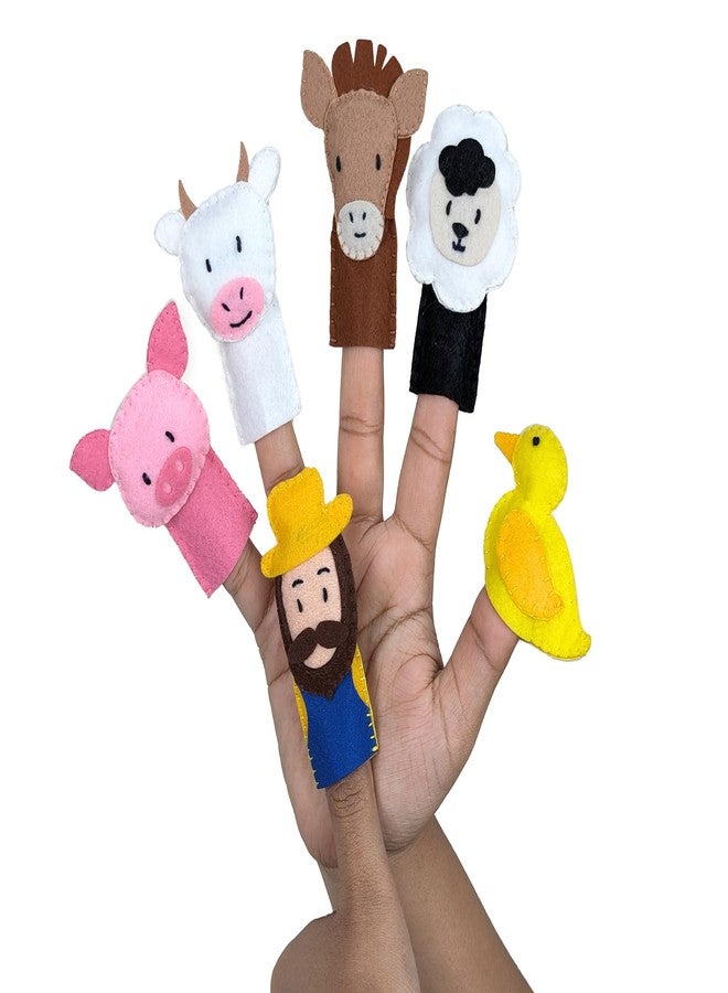 AGD Handmade Finger Puppets Old Macdonald Farm Animals Set with Nursery Rhyme Card, Educational Toys for Kids, Return Gifts for Birthday (Felt Fabric) - Image 1