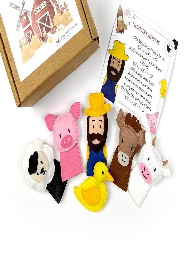 AGD Handmade Finger Puppets Old Macdonald Farm Animals Set with Nursery Rhyme Card, Educational Toys for Kids, Return Gifts for Birthday (Felt Fabric) - Image 2