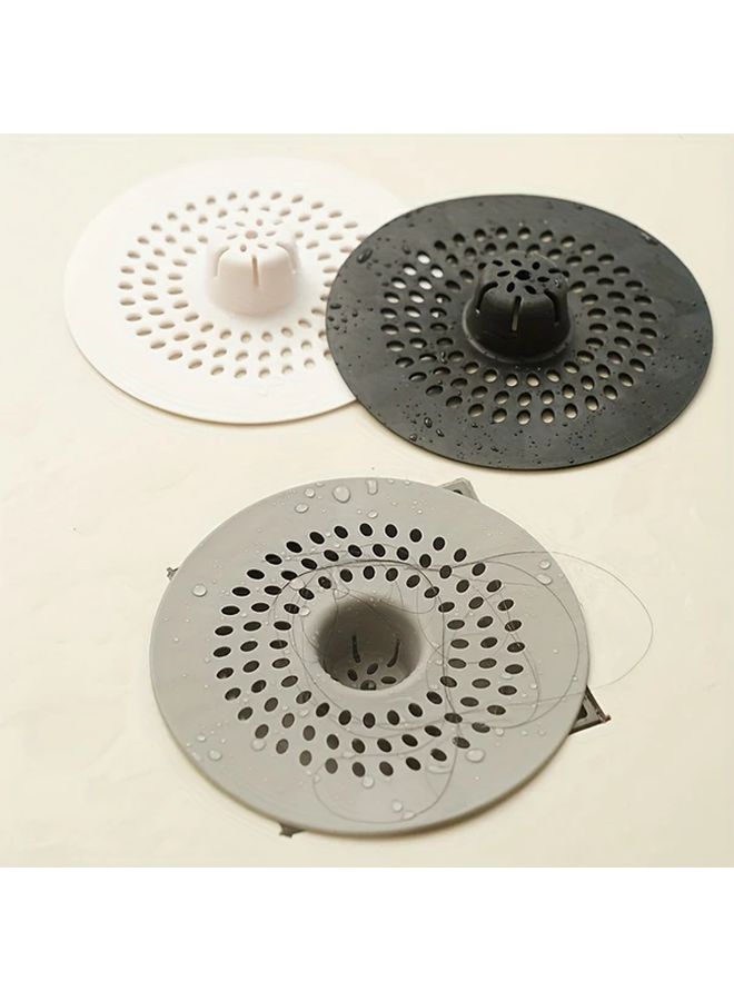 Grey Silicone Drain Filter Easy To Install Shower Kitchen Sink Hair Catcher - Image 2
