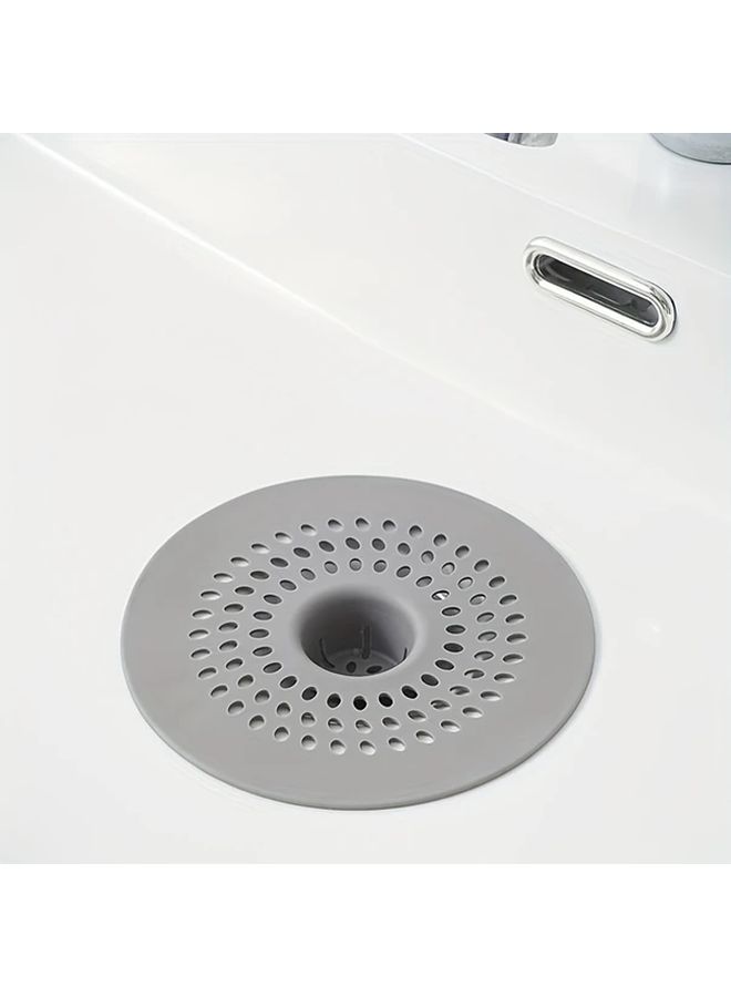 Grey Silicone Drain Filter Easy To Install Shower Kitchen Sink Hair Catcher - Image 4