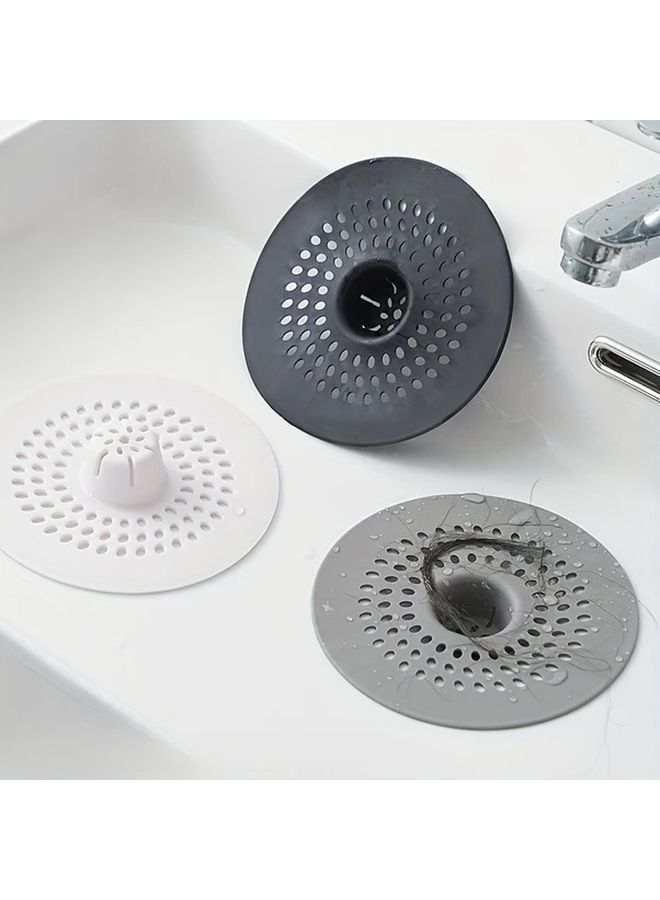 Grey Silicone Drain Filter Easy To Install Shower Kitchen Sink Hair Catcher - Image 1