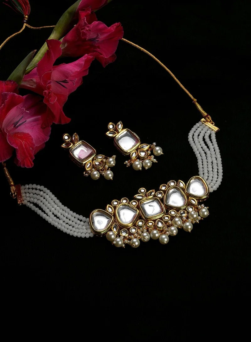 SOHI Kundan Gold Plated Necklace Set