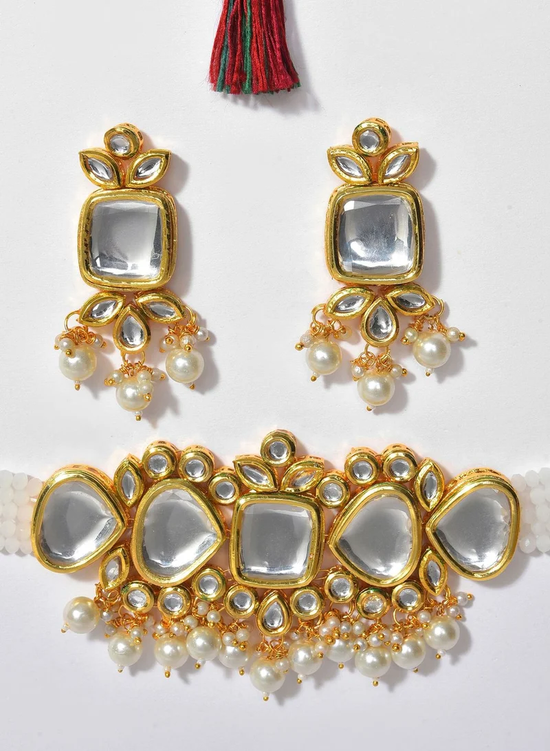 SOHI Kundan Gold Plated Necklace Set