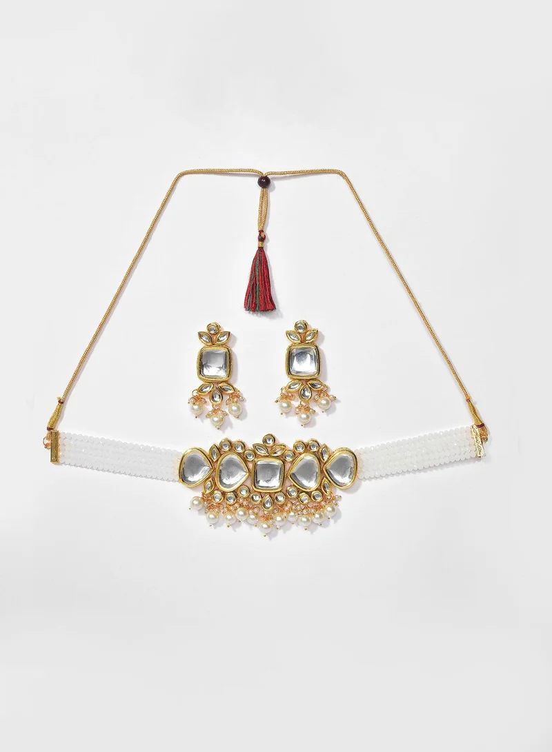SOHI Kundan Gold Plated Necklace Set