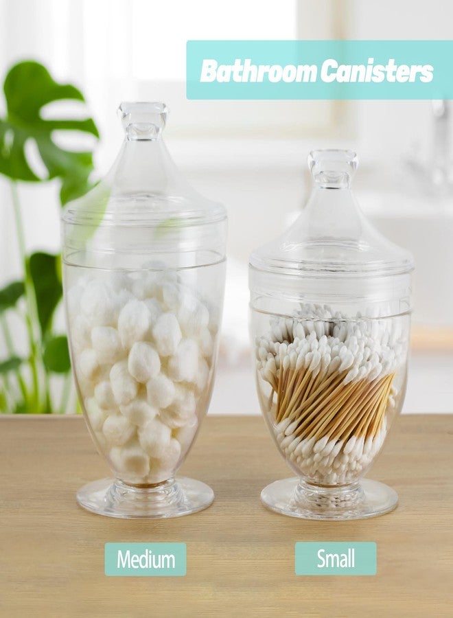 Wongblee Acrylic Apothecary Jars with Lids, 3-Piece Vanity Organizer Canisters, Storage Container Jars for Bathroom, Laundry Room, Kitchen, Candy Buffet - Image 5