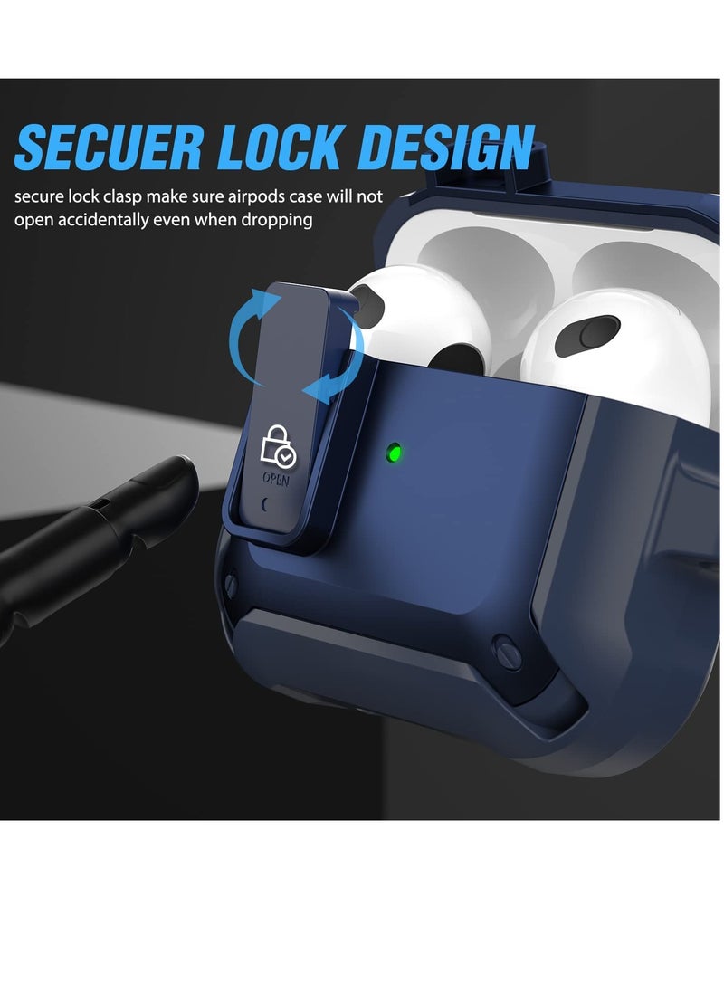 Generic - Airpods Pro 2 2nd Generation Case and Airpods Pro 1 Case with Keychain, Switch Security Lock Armour for Airpods Pro 2 2022 and Airpods Pro 2019, Front LED Visual - Blue - Image 1