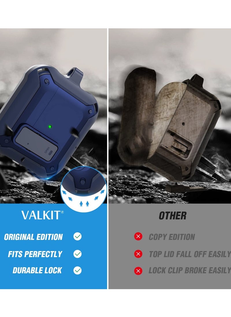 Generic - Airpods Pro 2 2nd Generation Case and Airpods Pro 1 Case with Keychain, Switch Security Lock Armour for Airpods Pro 2 2022 and Airpods Pro 2019, Front LED Visual - Blue - Image 1