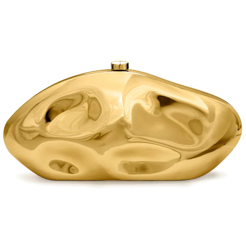 NEWROGENG Acrylic Clutch Purse for Women Evening Bag, Irregular Shell Acrylic Purse Box Clutch with Chain for Party Wedding Prom, Gold - Image 1