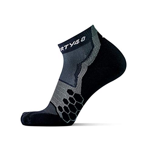 Thirty48 Performance Compression Low Cut Running Socks for Men and Women | More Compression Where Needed ([3 Pair] Black/Gray, Large - Women 9-10.5 // Men 10-11.5) - Image 3