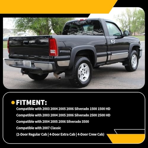 Jecoupoon Tail Lights Compatible with 2003 2004 2005 2006 Silverado 1500 2500 3500 Red Tube Rear Light Tail Lamps Driver & Passenger GM2800174 GM2801174 - Image 3