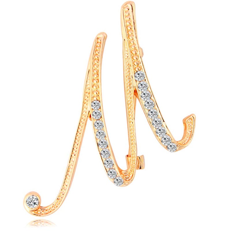 ETHOON Letter Brooch Pins Initial Rhinestone Brooch for Women Crafts Gold M - Image 1
