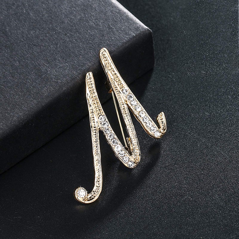 ETHOON Letter Brooch Pins Initial Rhinestone Brooch for Women Crafts Gold M - Image 5