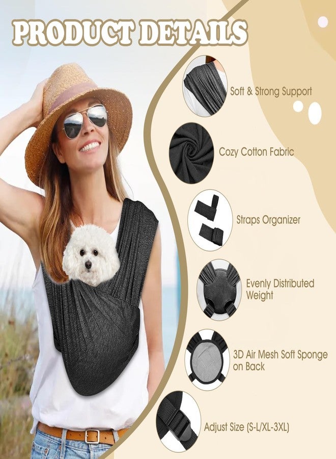 VINGVO Dog Carrier Sling for Small Dogs, Anti-Anxiety Cats Puppy Sling Wrap Carrier Chest, Adjustable Dog Purse Bag, Hands-Free Pet Holder for Small Pet Travel or Everyday Use (Black) - Image 2