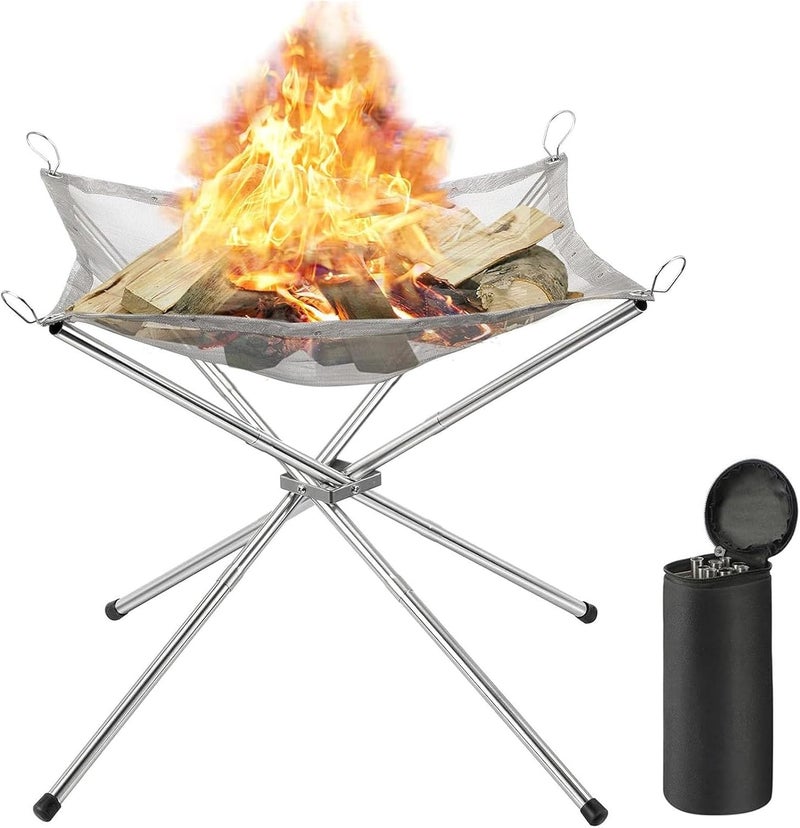 HOOKOR Portable Outdoor Fire Pit 22 Inch - Upgraded Camping Fire Pit Collapsible Foldable Mesh Fire Pits Fireplace for Camping, Campfire, Patio, Backyard and Garden - Carrying Bag Included - Image 1
