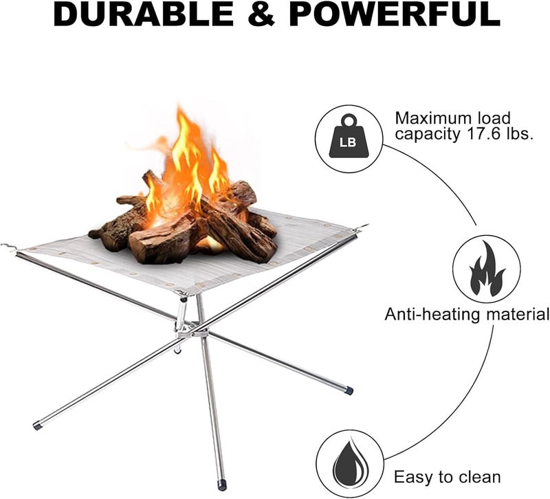 HOOKOR Portable Outdoor Fire Pit 22 Inch - Upgraded Camping Fire Pit Collapsible Foldable Mesh Fire Pits Fireplace for Camping, Campfire, Patio, Backyard and Garden - Carrying Bag Included - Image 4