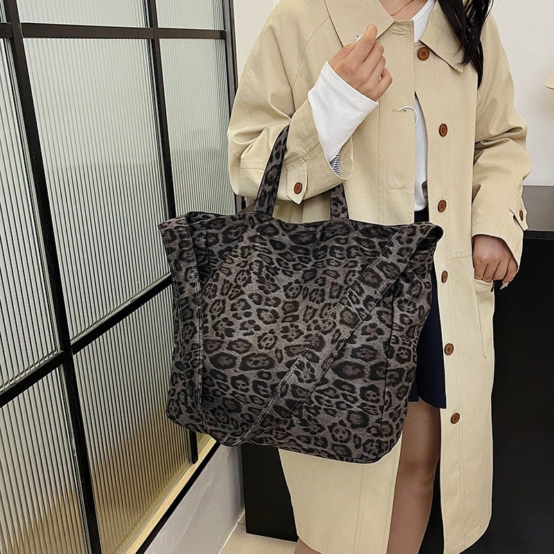Explosions Women'S Bag Suede Tote Bag Leopard Shoulder Bag Large Capacity Lazy Portable Commuter Bag - Image 3