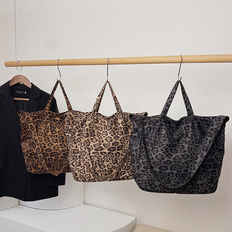 Explosions Women'S Bag Suede Tote Bag Leopard Shoulder Bag Large Capacity Lazy Portable Commuter Bag - Image 2