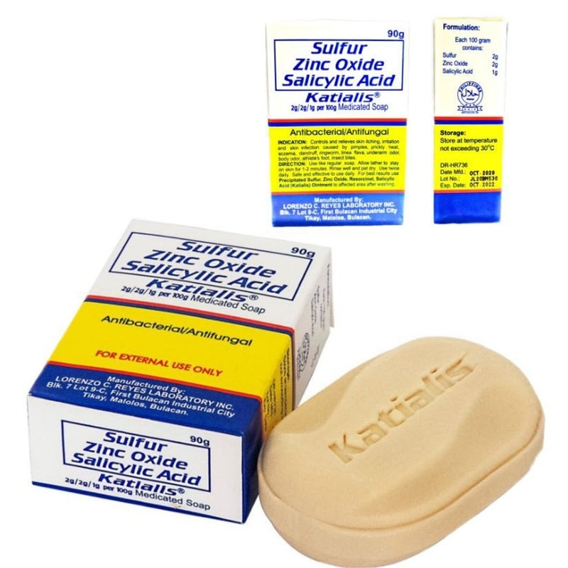 KATIALIS SOAP Sulfur Zinc Oxide Salicylic Acid Anti Fungal Anti Bacterial Soap 90 grams - Image 2