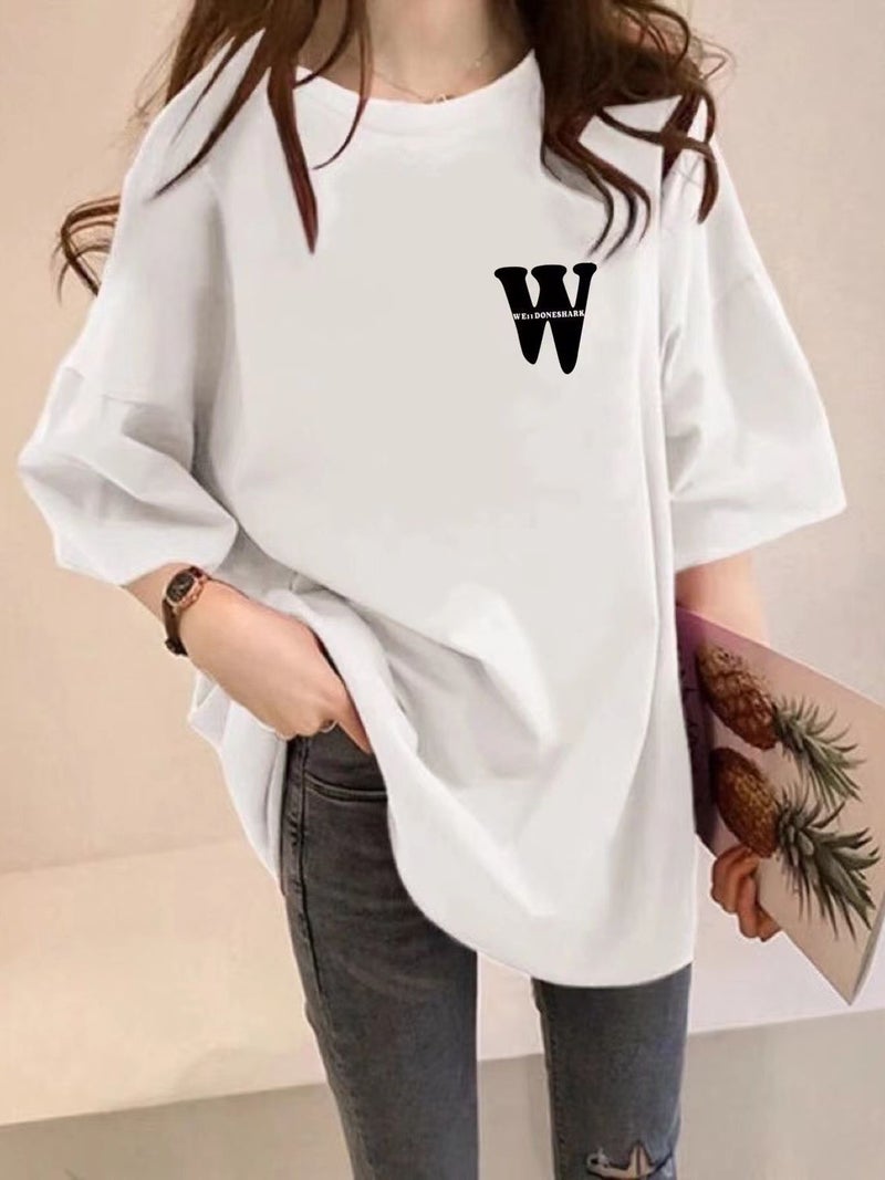 Plus size chubby girl short sleeve t-shirt women's summer new Korean style loose mid-length round neck thin half sleeve top ins fashion - Image 2