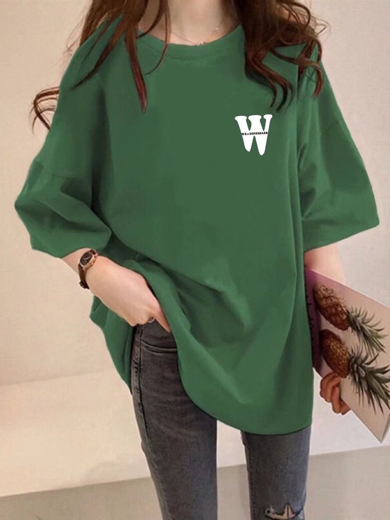 Plus size chubby girl short sleeve t-shirt women's summer new Korean style loose mid-length round neck thin half sleeve top ins fashion - Image 3