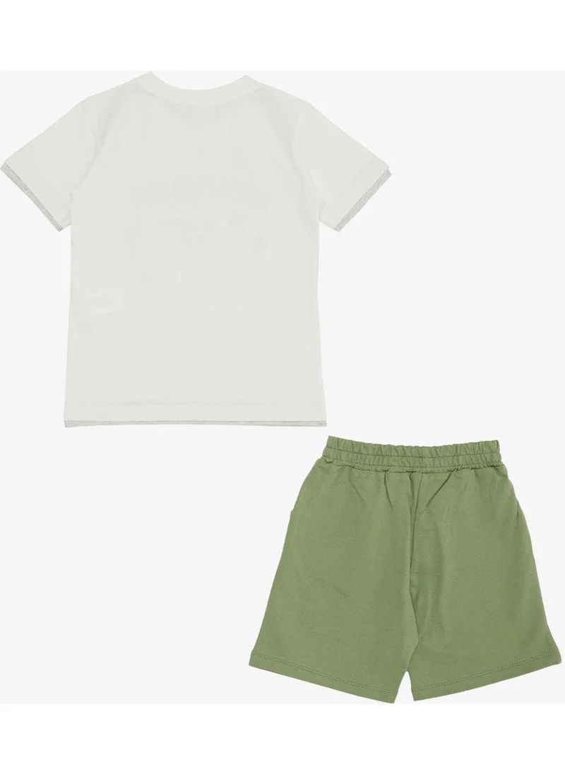بريز Boy Shorts Set Cute Free Skateboarder Puppy Printed 2-6 Years, Ecru