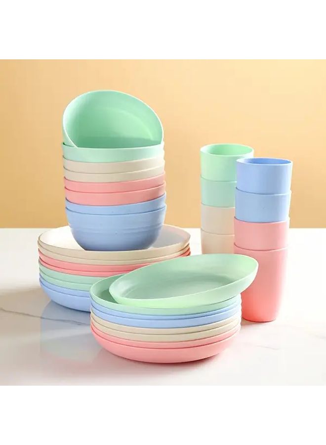 32Pcs Mix Color Style 2 Non Breakable Plastic Tableware Set For 4 8 People Reusable Dishwasher Microwave Safe - Image 2