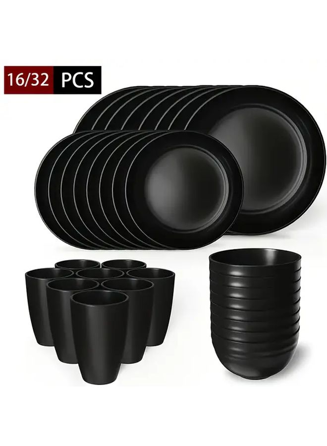 32Pcs Mix Color Style 2 Non Breakable Plastic Tableware Set For 4 8 People Reusable Dishwasher Microwave Safe - Image 1