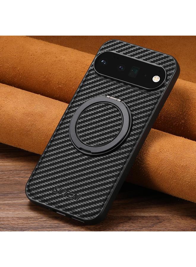 Suteni Case For Google Pixel 6 Pro G3 Carbon Fiber Leather 360 Rotation Holder MagSafe Phone Case - Image 1
