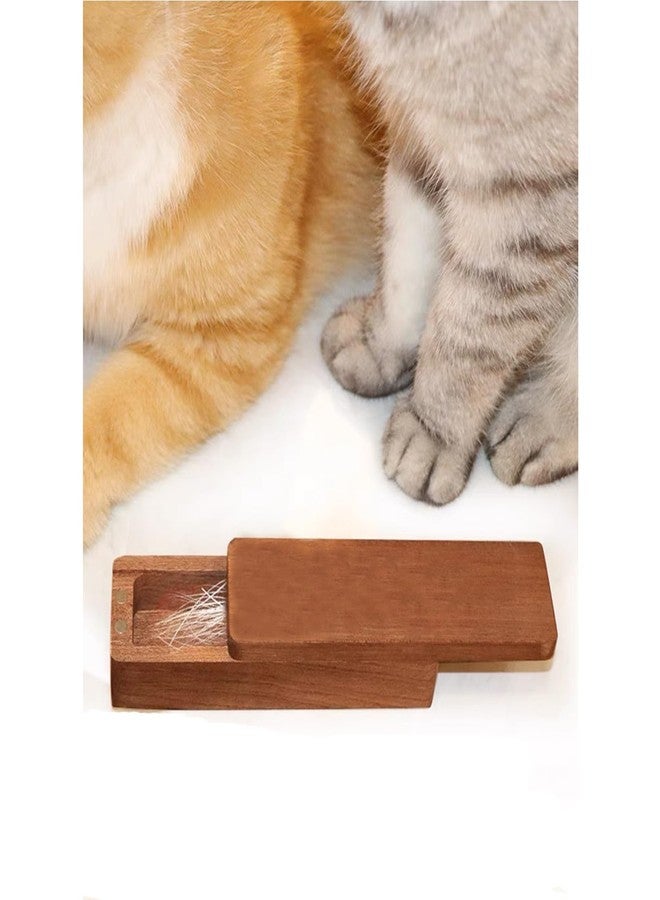 Pet Cat whiskers Beard Hair Collection Commemorative Storage magnet Walnut Solid Wood Box - Image 3