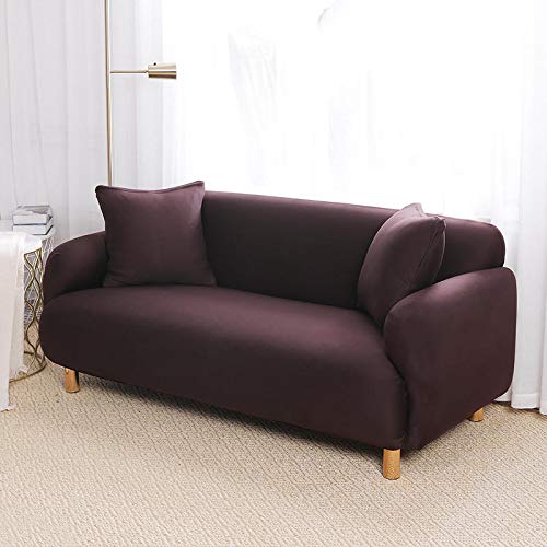 LUXTON HOME Universal Elastic Sofa Cover Stretchable Slipcover for Any Type of Sofa Spandex Jacquard Fabric Easy Installation Washable Living RoomOffice Chocolate Brown Three Seater - Image 3