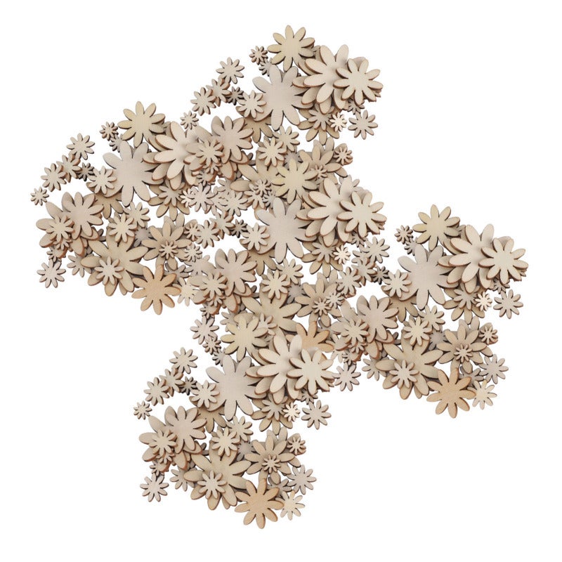 250Pcs Flower Wooden Embellishments DIY Non Porous Ornaments Cutouts Craft Decorations - Image 2