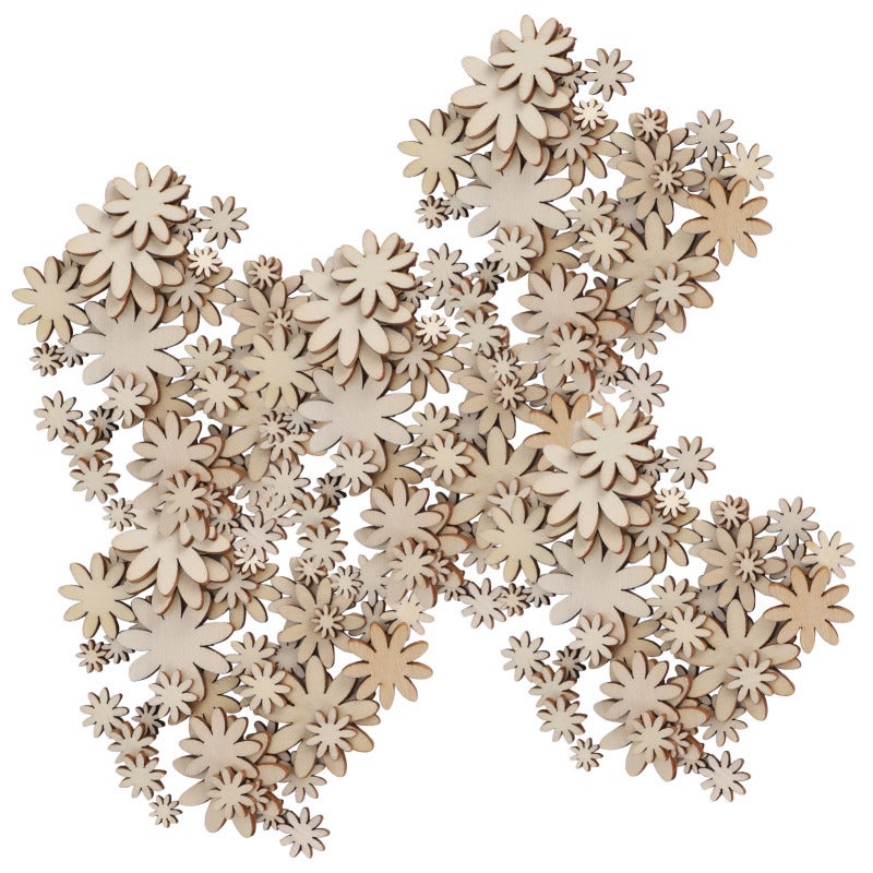 250Pcs Flower Wooden Embellishments DIY Non Porous Ornaments Cutouts Craft Decorations - Image 4