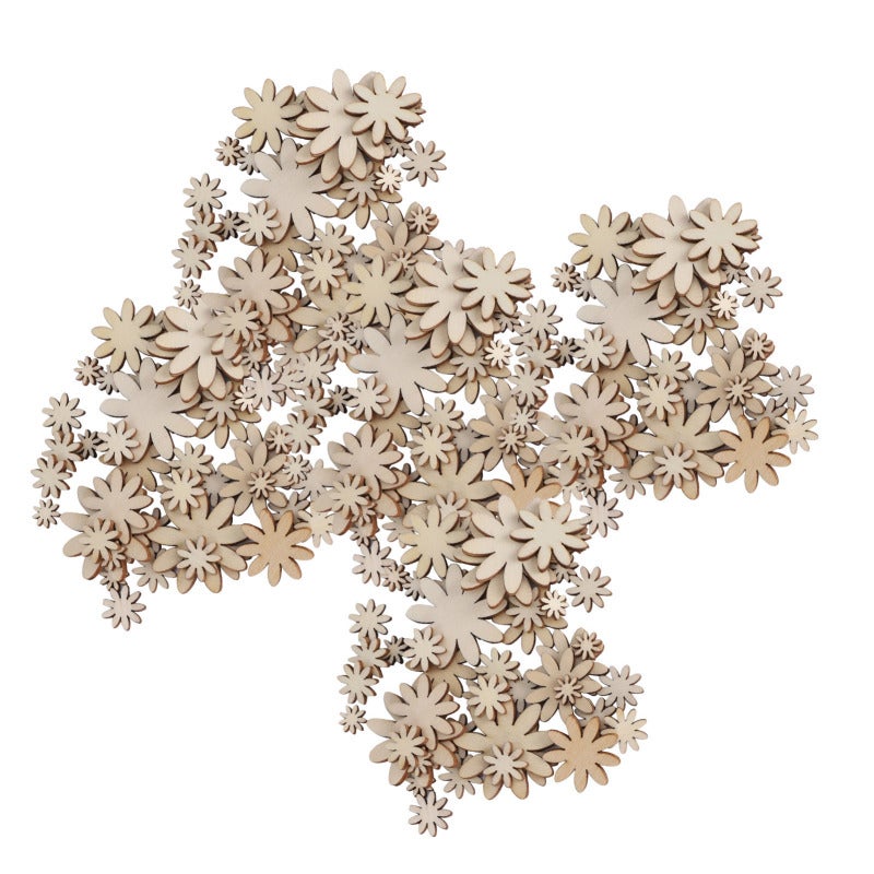 250Pcs Flower Wooden Embellishments DIY Non Porous Ornaments Cutouts Craft Decorations - Image 5