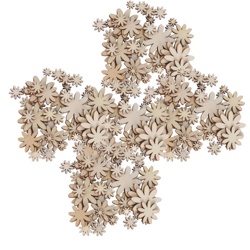 250Pcs Flower Wooden Embellishments DIY Non Porous Ornaments Cutouts Craft Decorations - Image 3