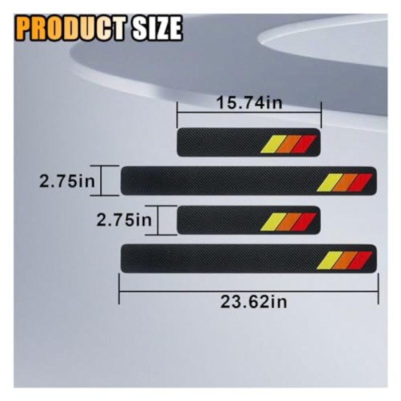 Carbon Fiber Door Sill Protector 4-Piece Tri-Color Set - Scratch Resistant Waterproof Self-Adhesive Door Sill Guard for Most Cars SUVs Commercial Vehicles - Image 2